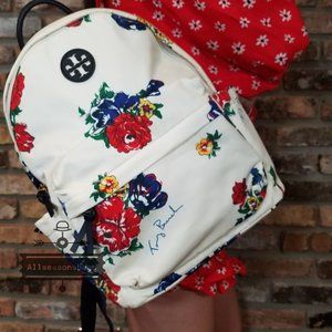 Tory Burch TRENDY FLORAL CUTE Backpack NYLON White